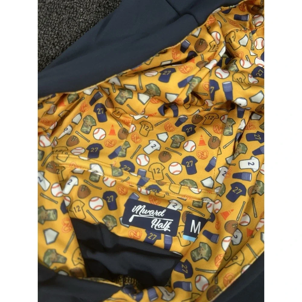New Inward‎ Half Baseball Pattern Hoodie Navy Golf Performance Men's Medium